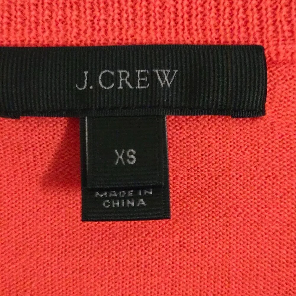 J.Crew Tippi Orange Merino Wool Sweater Long Sleeve Crew Neck Size XS